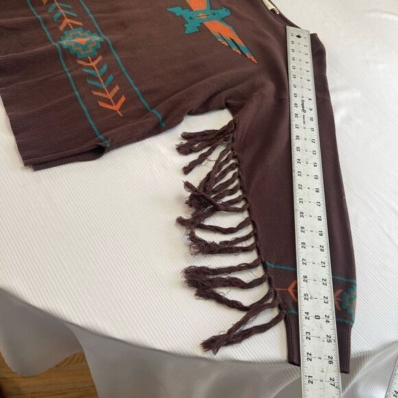 Cotton Rye Outfitters Brown Thunderbird Fringe Sweater Size Medium - Picture 5 of 9